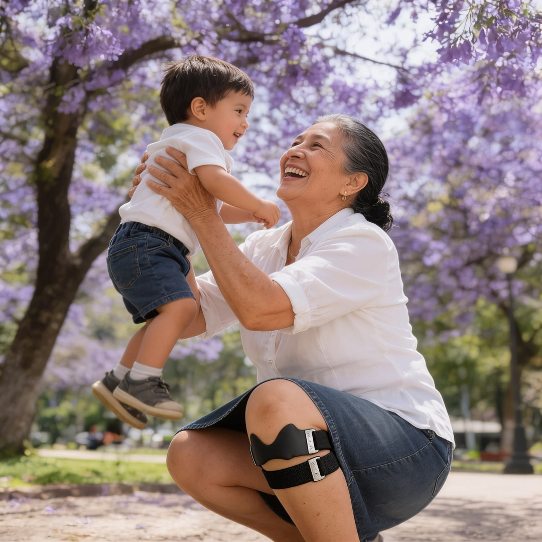 Abuela cargando a su nieto con Rodillux